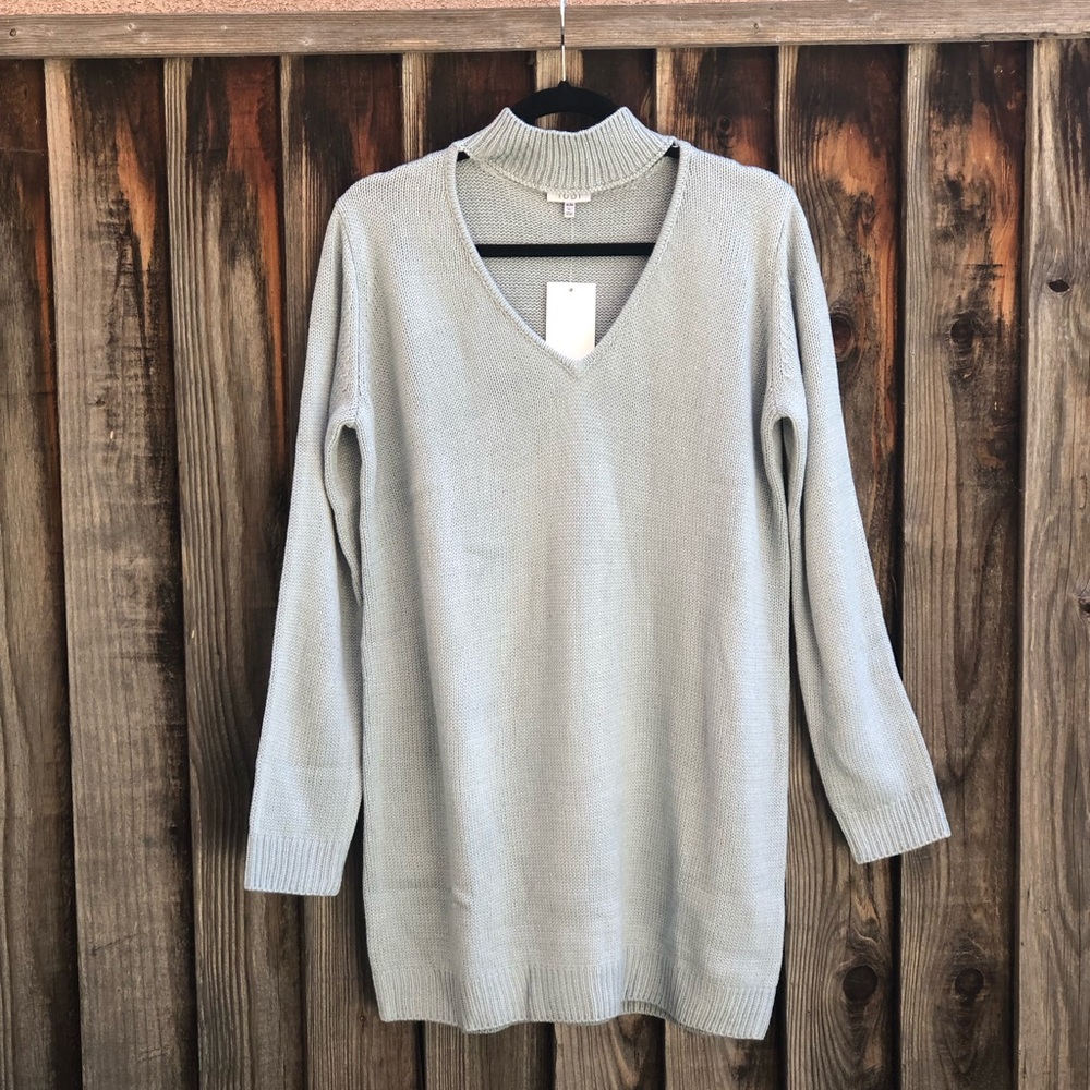 Tobi Blue Long Sleeve Sweater Dress